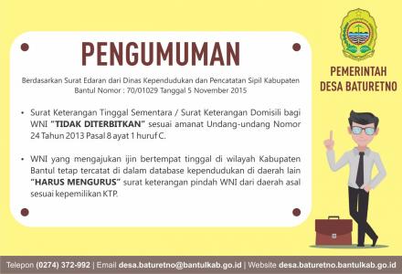 Surat Edaran Disdukcapil Kabupaten Bantul Nomor : 70/01029