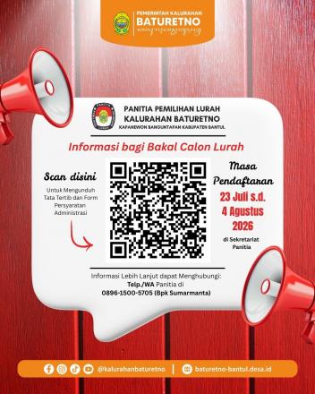 PENGUMUMAN PENDAFTARAN BAKAL CALON LURAH BATURETNO PERIODE 2026 - 2034