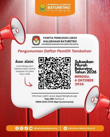 PENGUMUMAN DAFTAR PEMILIH TAMBAHAN (DPTb) Pemilihan Lurah Baturetno Tahun 2026