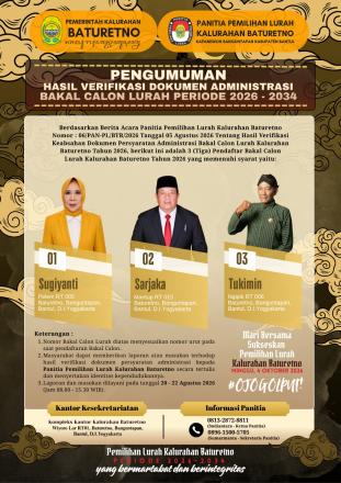 Pengumuman Bakal Calon Lurah Baturetno Tahun 2026